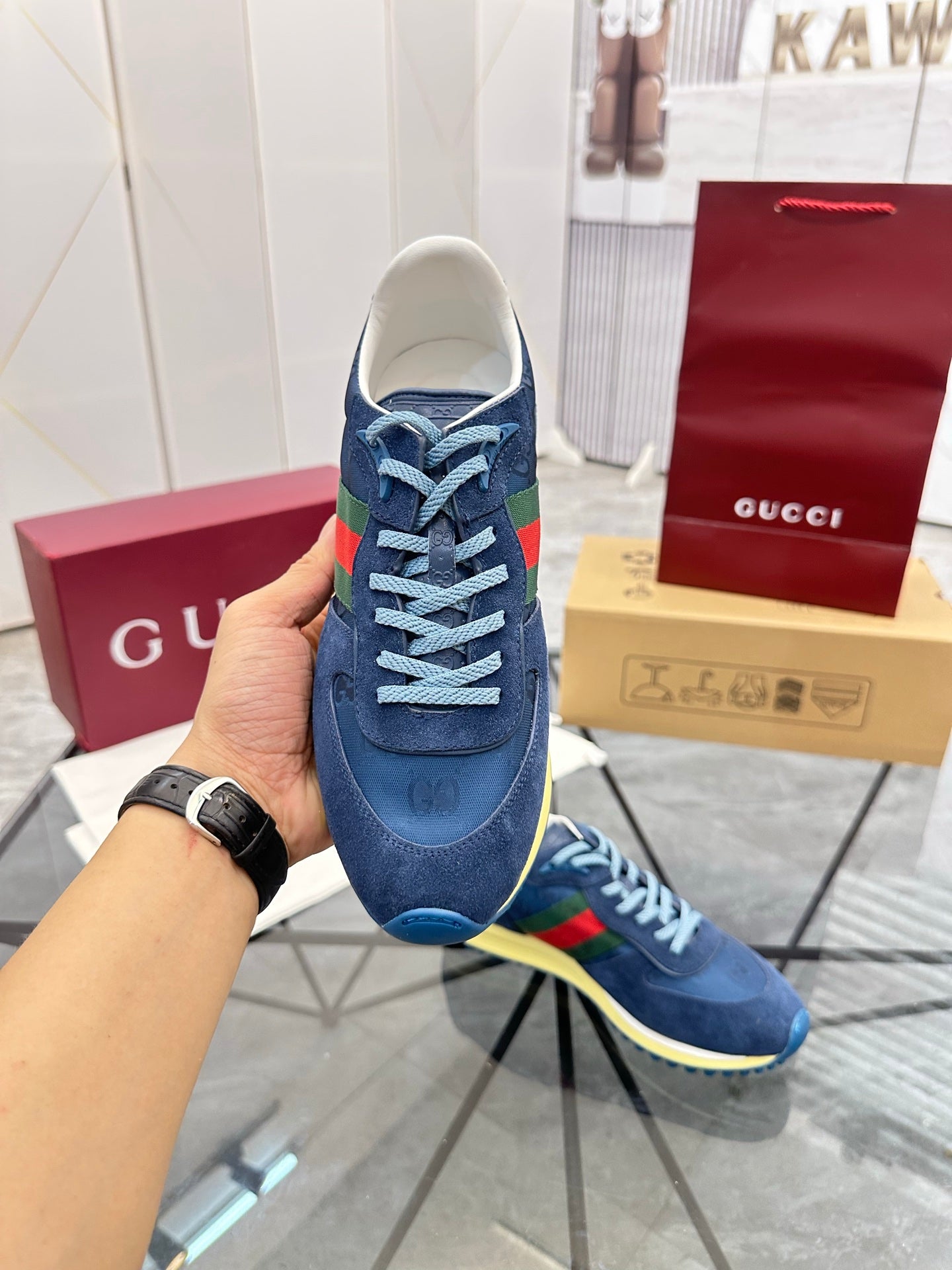 GG Men's Re-Motion Sneaker Blue Suede 733557