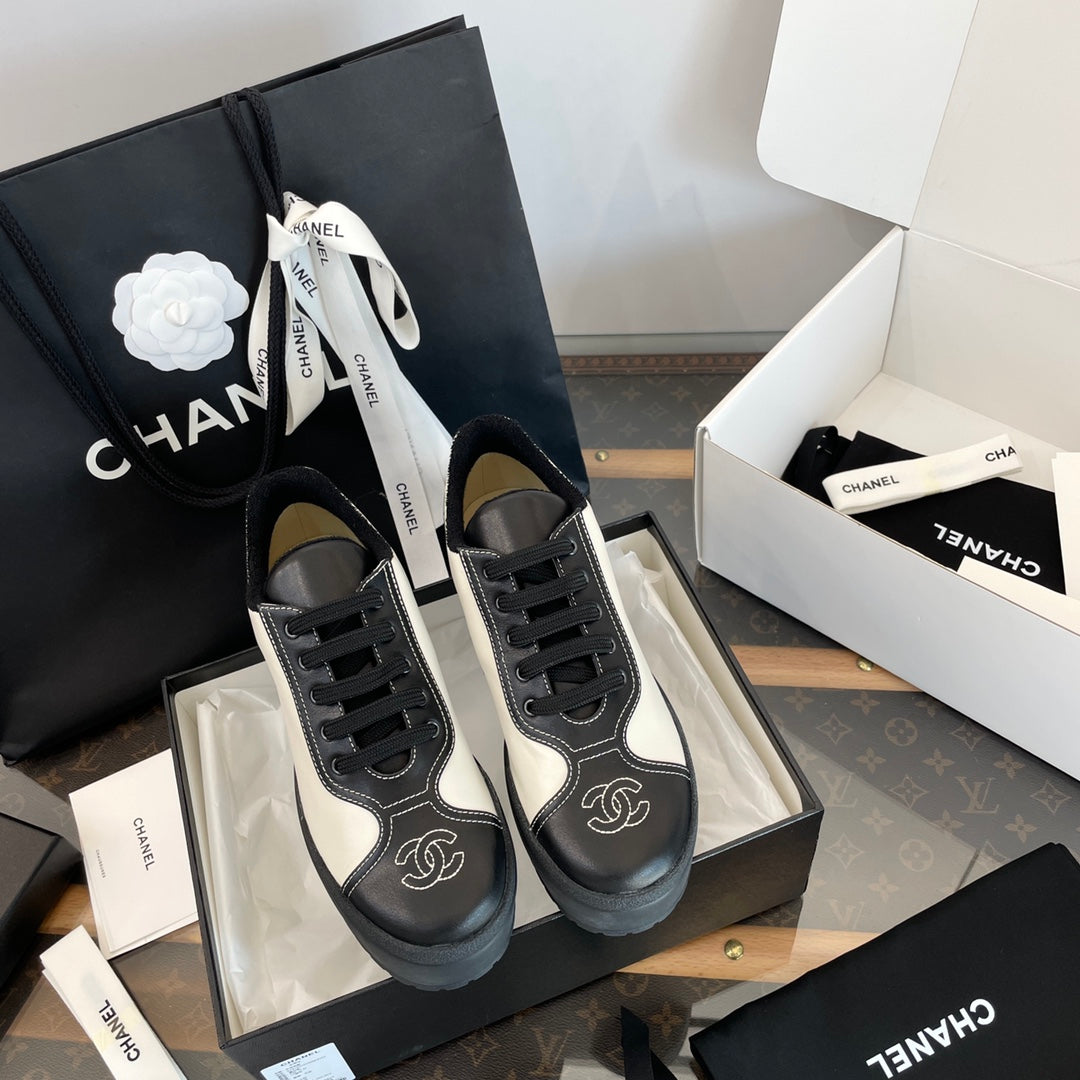 CC Sneaker 40mm In Black Mix White Printed Logo Calfskin 940681