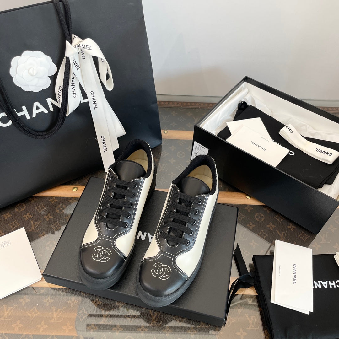 CC Sneaker 40mm In Black Mix White Printed Logo Calfskin 940681