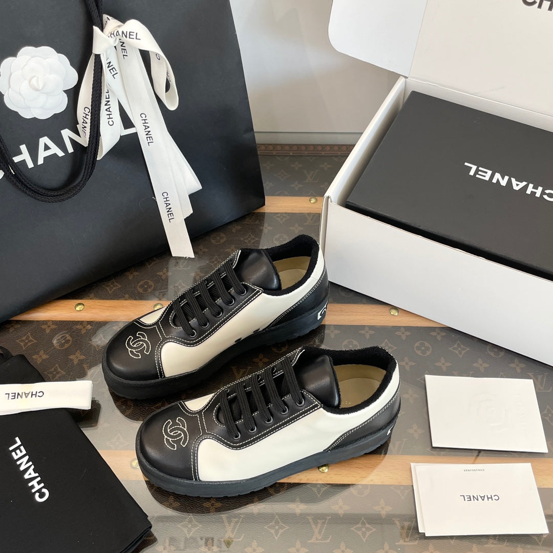 CC Sneaker 40mm In Black Mix White Printed Logo Calfskin 940681