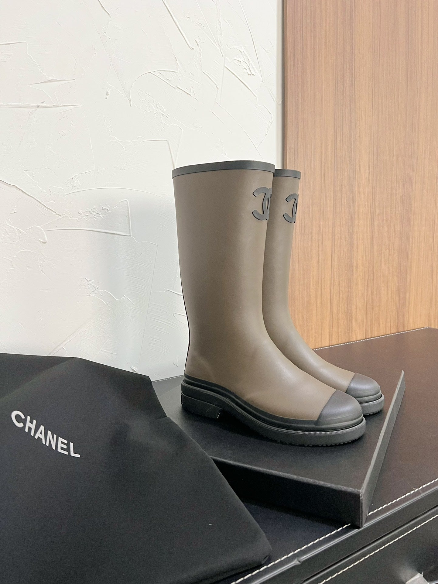 CC High Boots Moss Green Khaki Mix Black Natural Rubber 949645