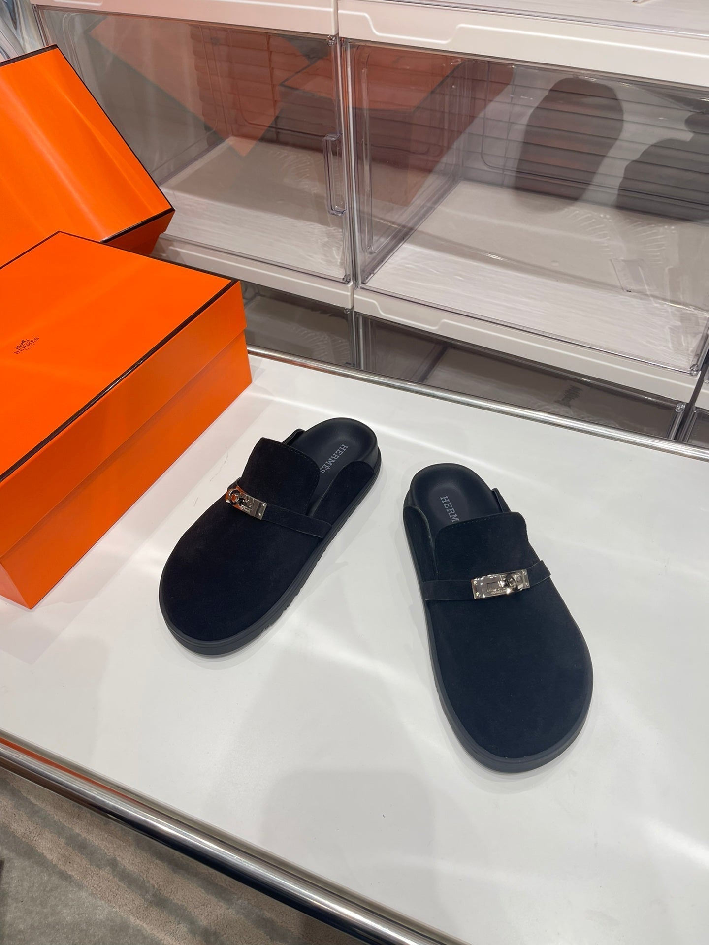 HM Men's Mule Black Suede 573281