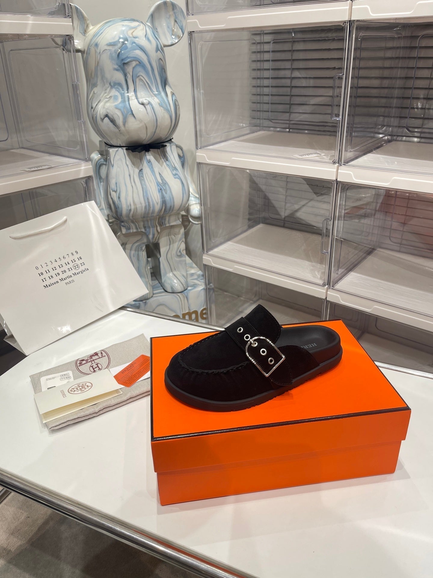 HM Men's Key Mule Black Suede 573287