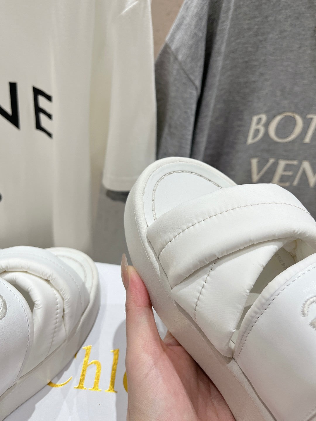 CHLOE MILA PLATFORM 5 CM IN WHITE NYLON WITH EMBROIDERED LOGO