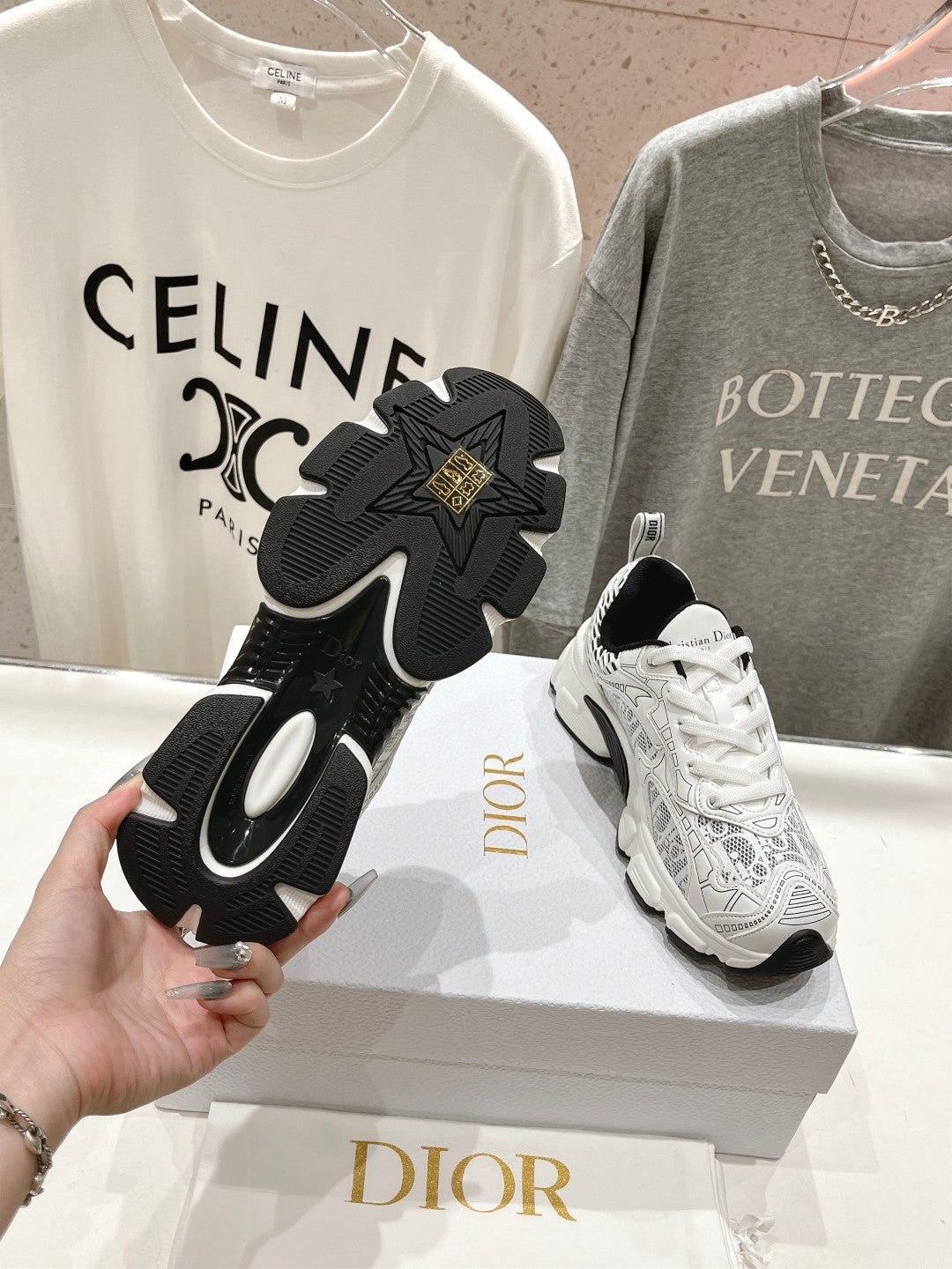 CD Vibe Sneaker White Black Polyester Mesh Fabric And Cowhide