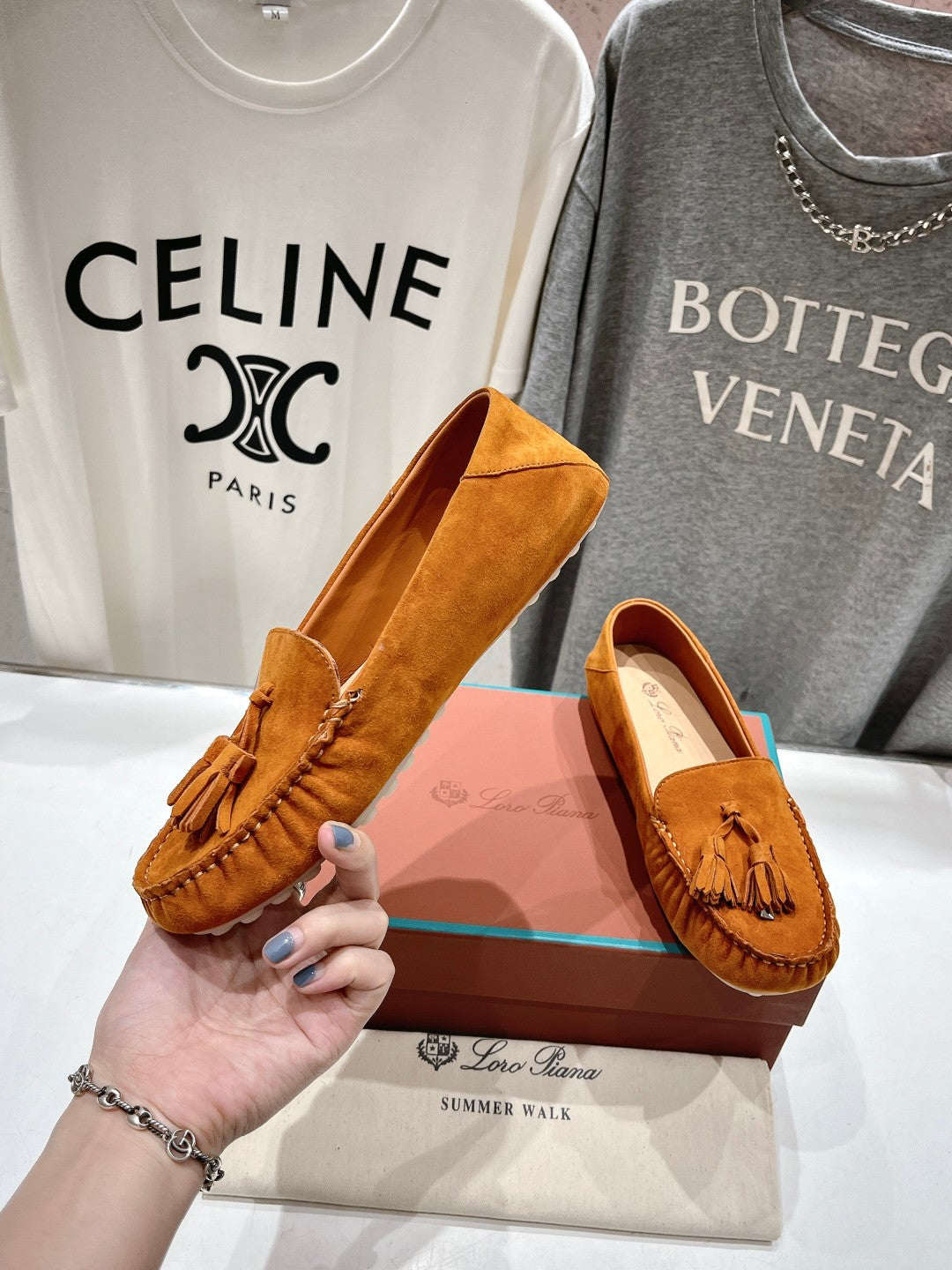 dot sole walk mocassin brown suede