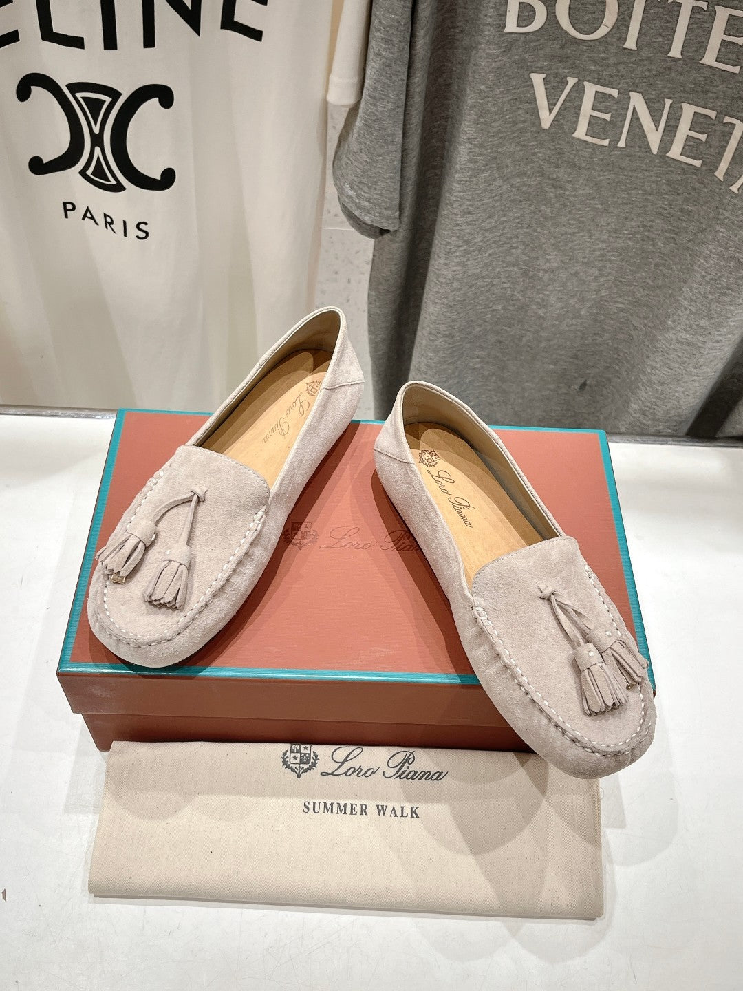 dot sole walk mocassin light brown suede