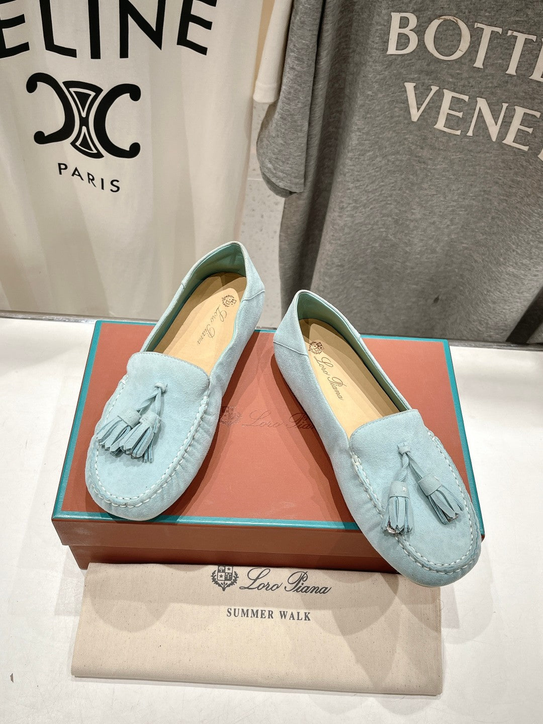 dot sole walk mocassin cloud blue suede