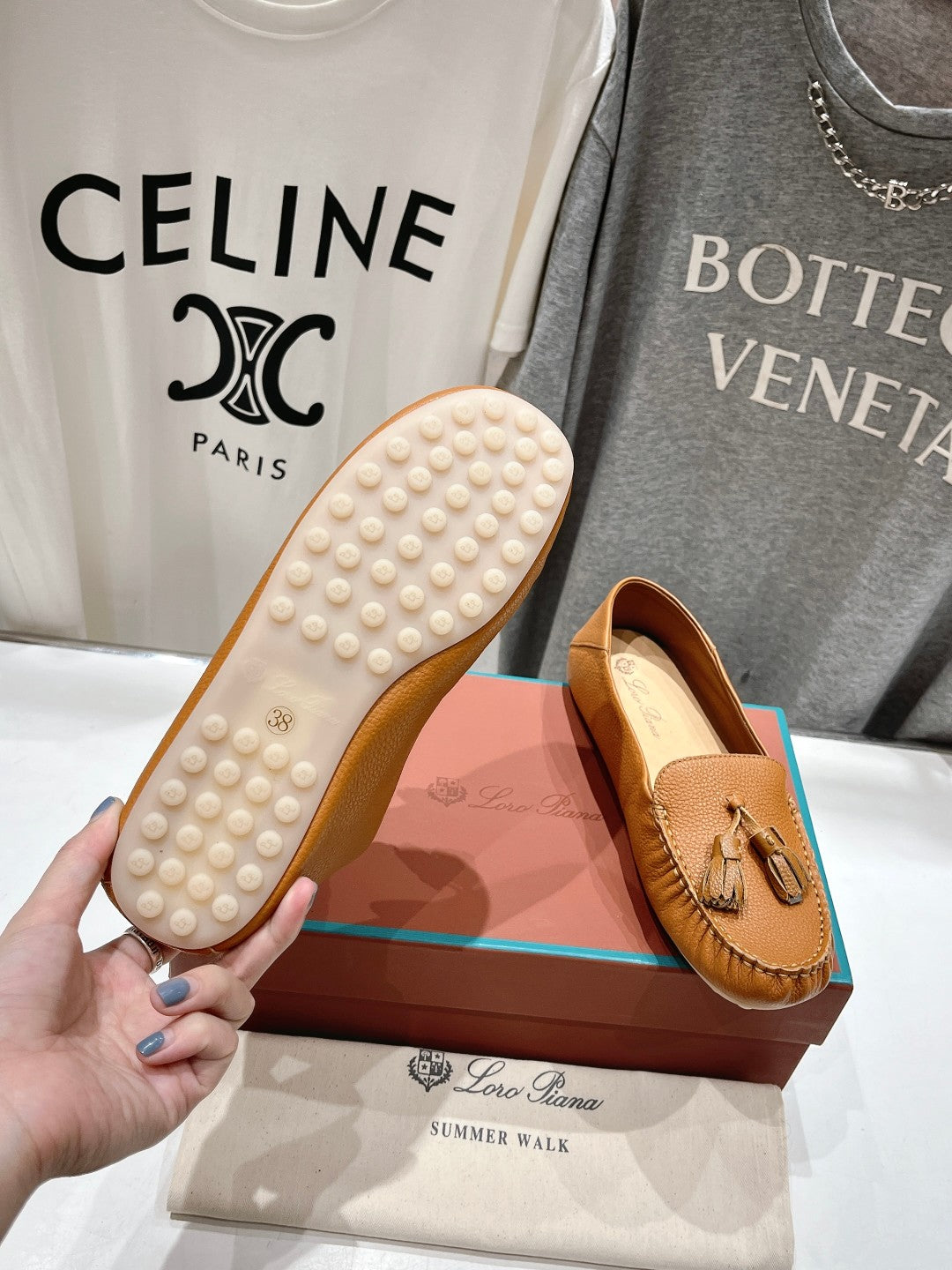 dot sole walk mocassin brown calfskin