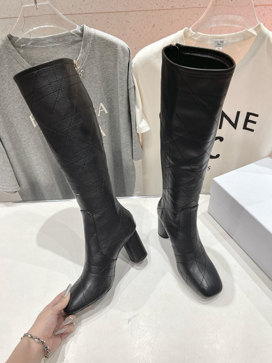 CD High Boots 85mm Black Lambskin