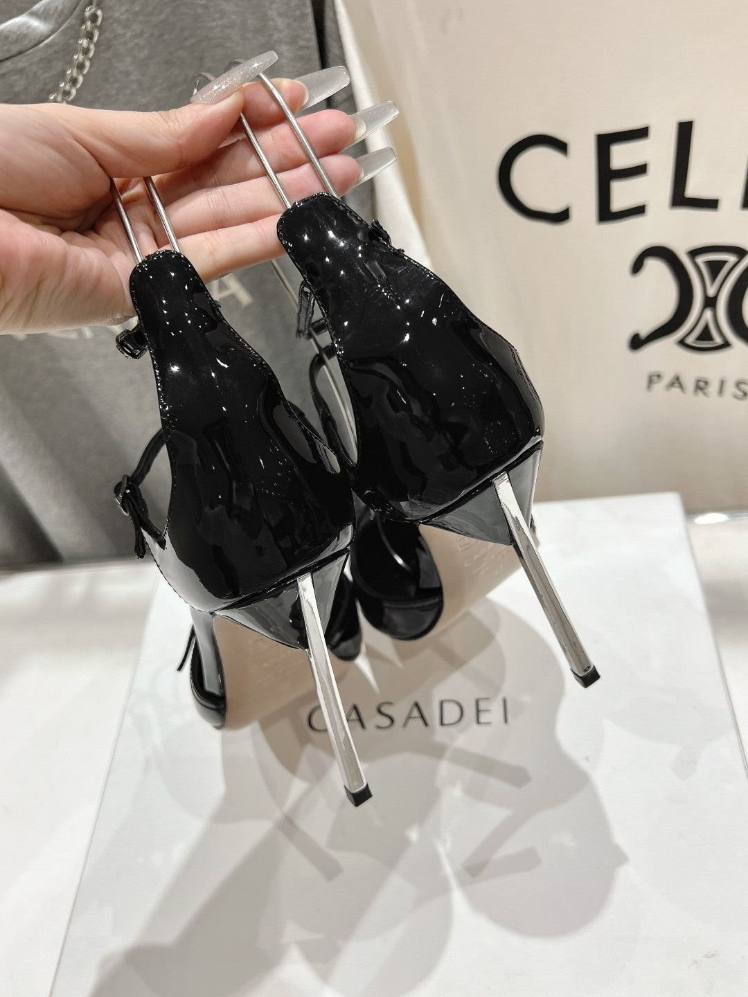 Casadei 25 Slingback 10.5cm Patent Calfskin