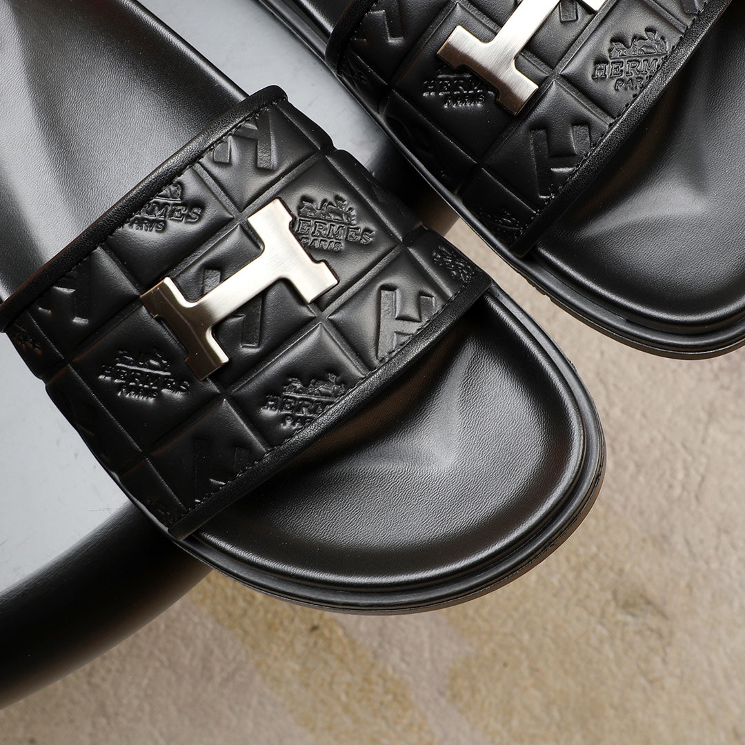 HM Men's Slide Black Cowhide 547361