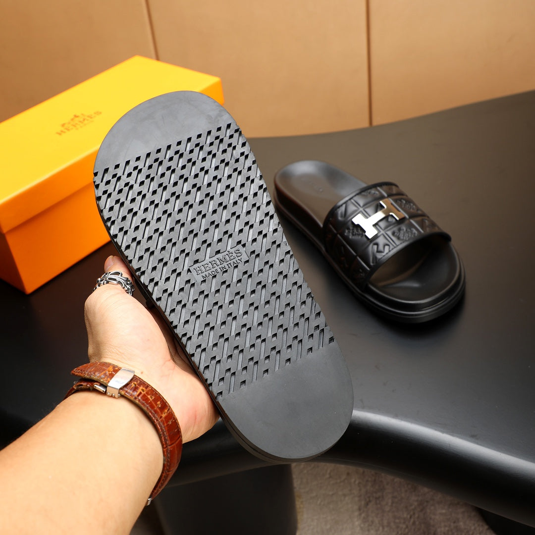 HM Men's Slide Black Cowhide 547361