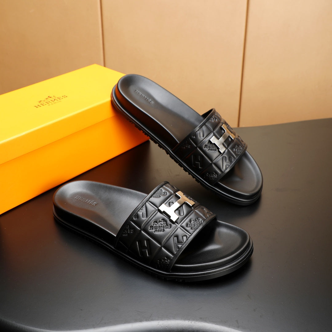 HM Men's Slide Black Cowhide 547361