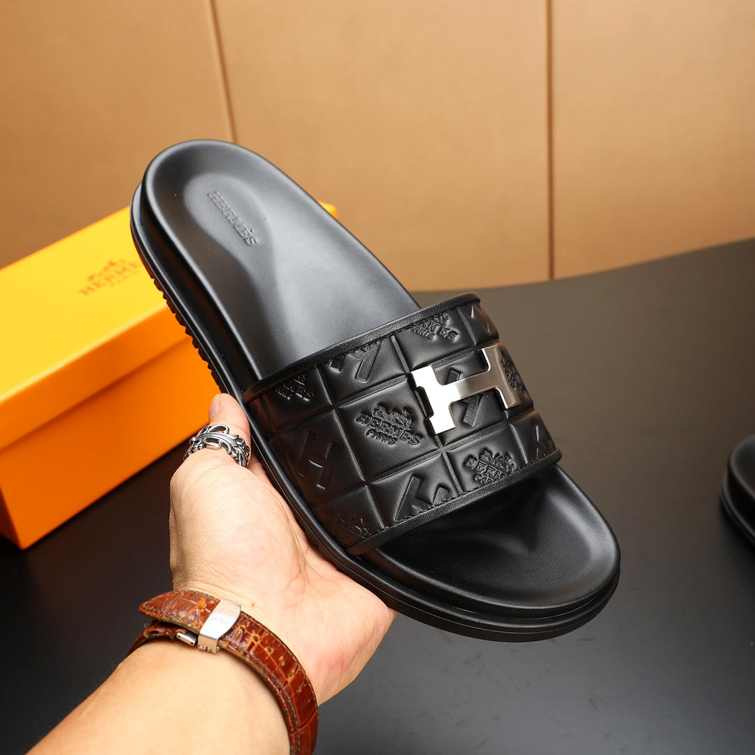 HM Men's Slide Black Cowhide 547361
