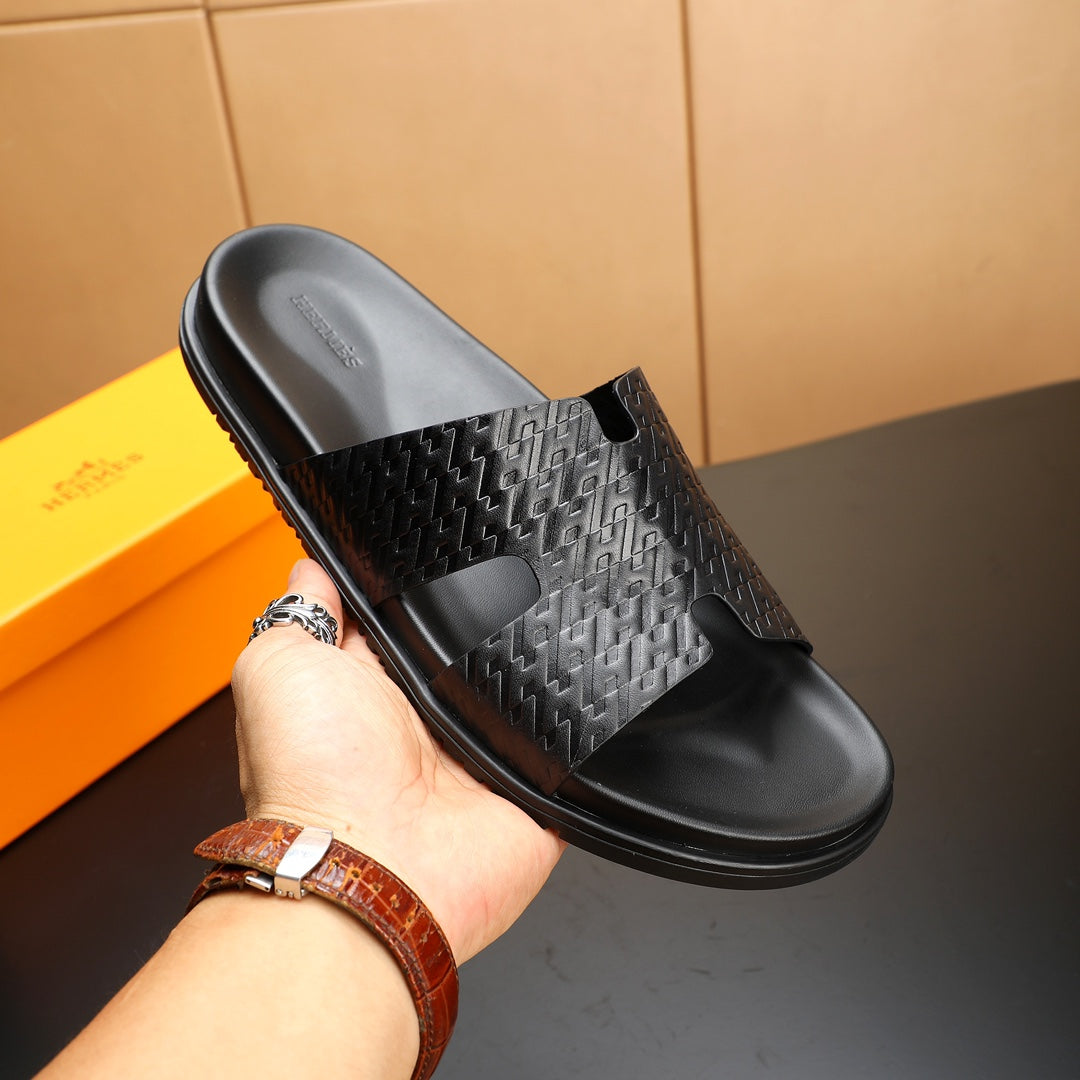 HM Men's Izmir Slide Black Cowhide 547362