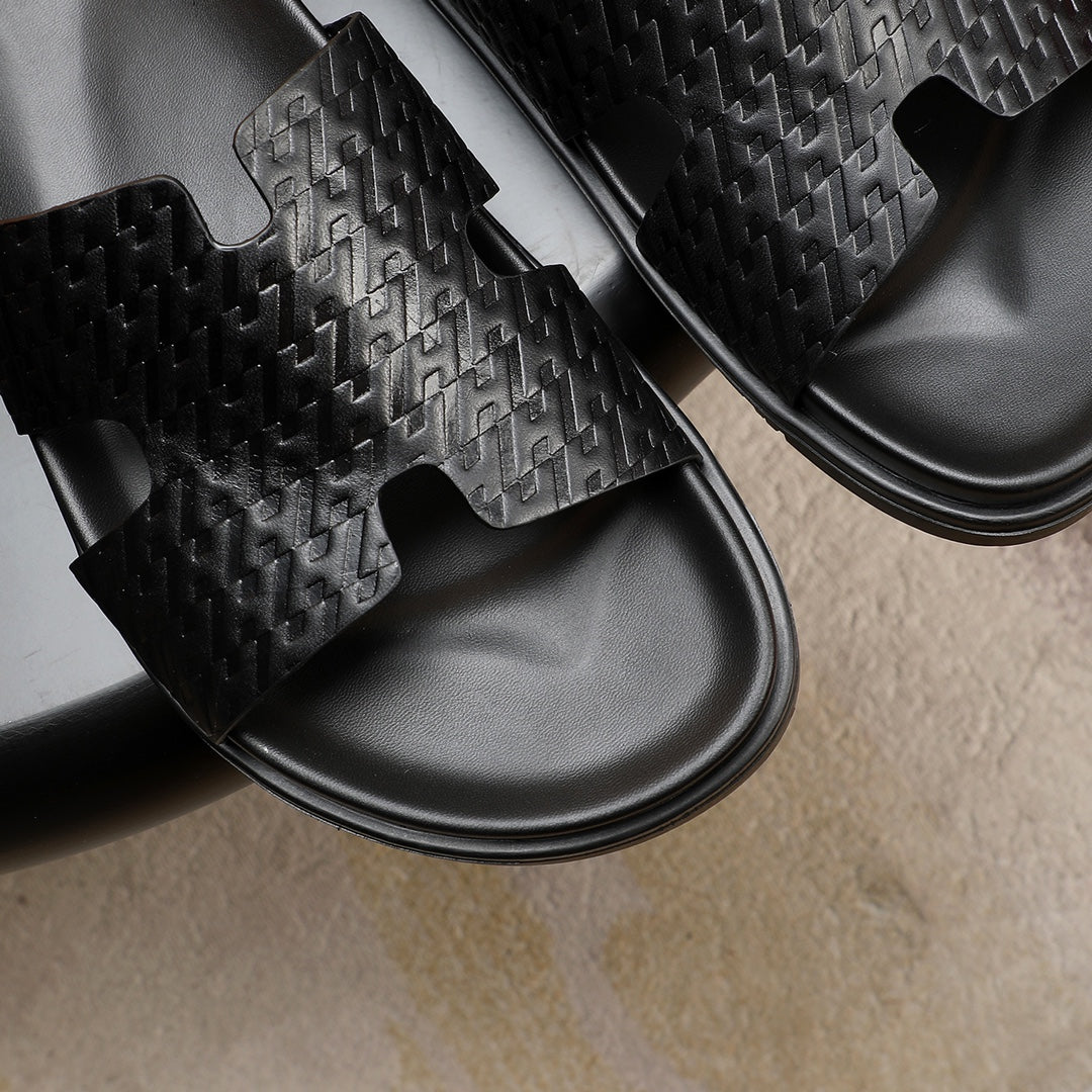 HM Men's Izmir Slide Black Cowhide 547362