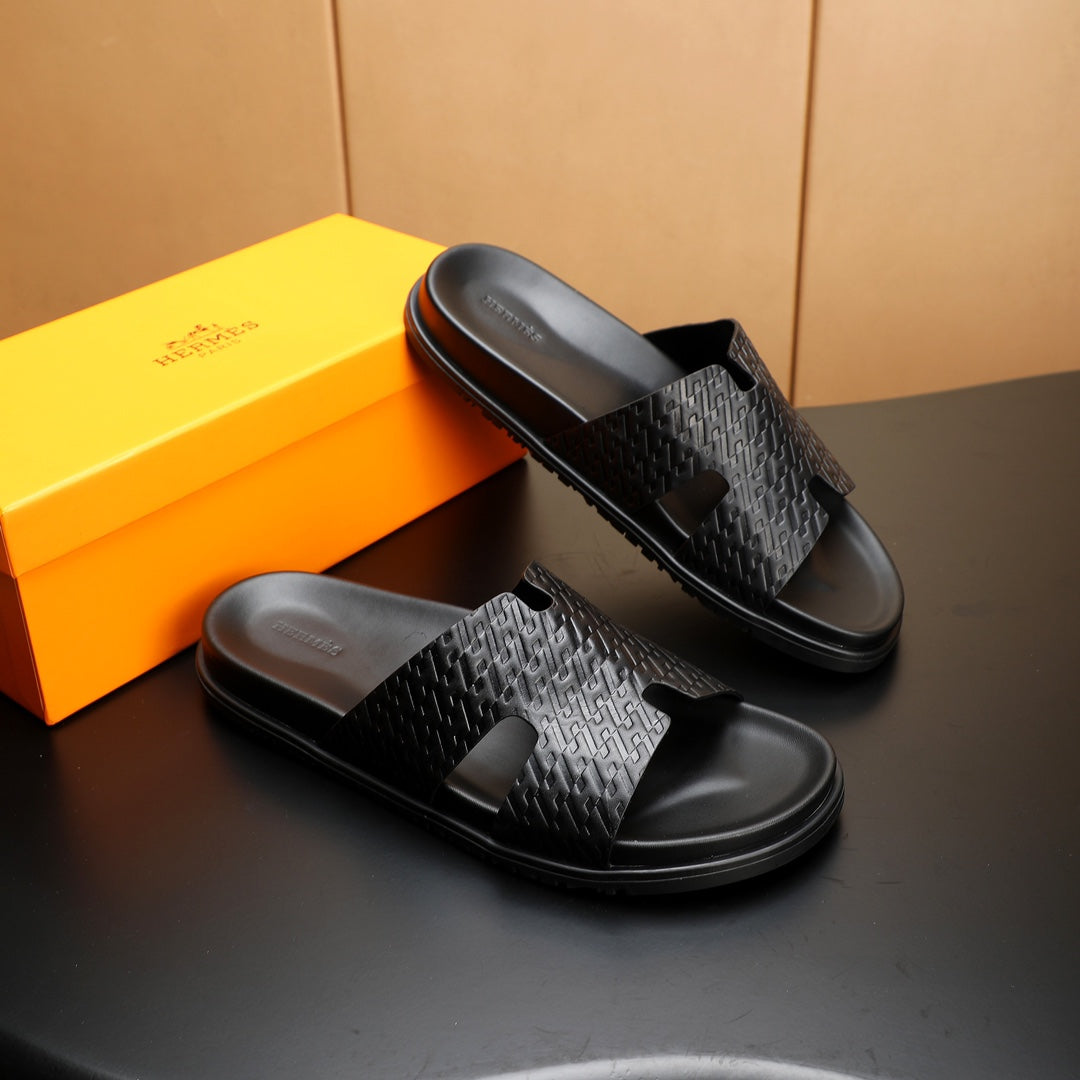 HM Men's Izmir Slide Black Cowhide 547362