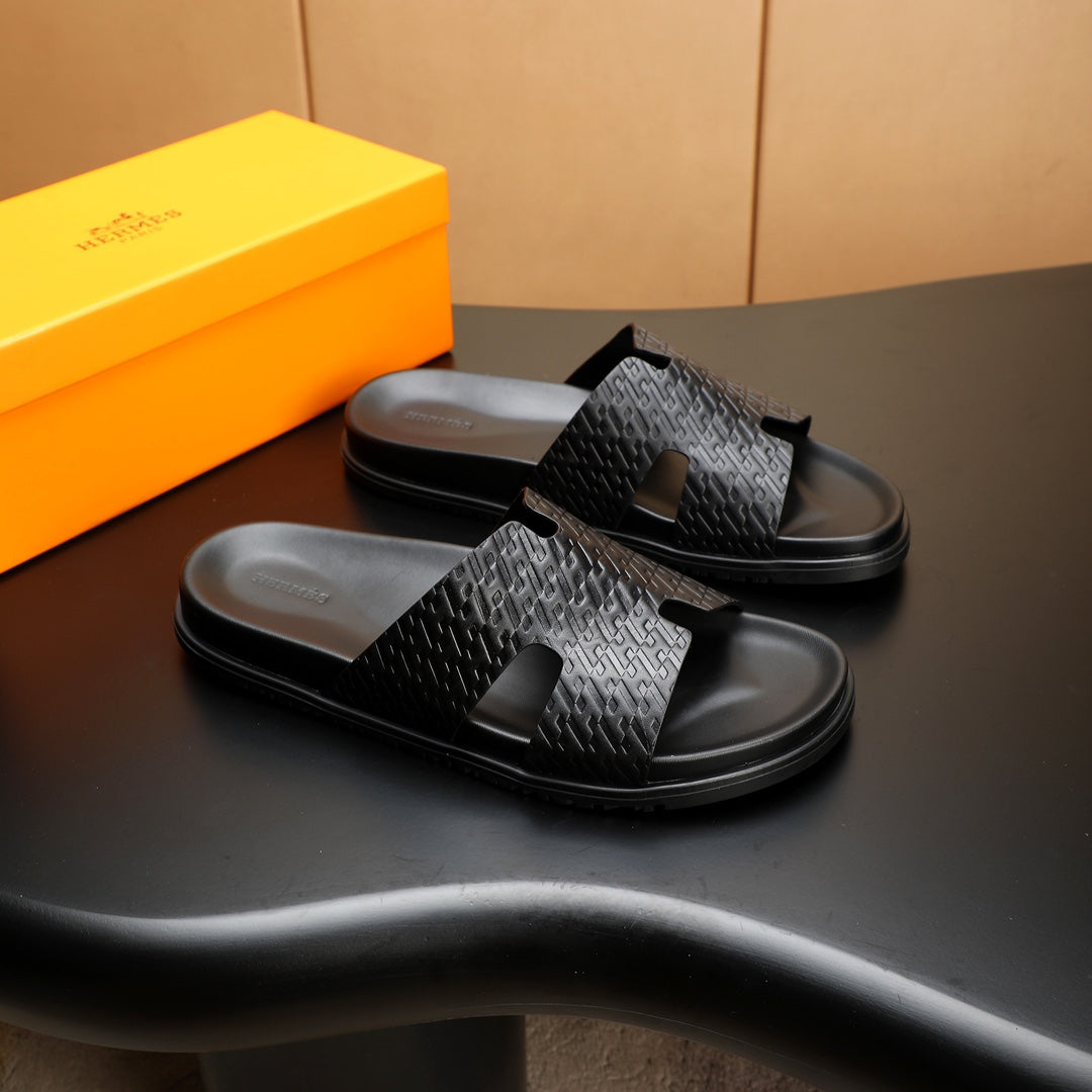 HM Men's Izmir Slide Black Cowhide 547362