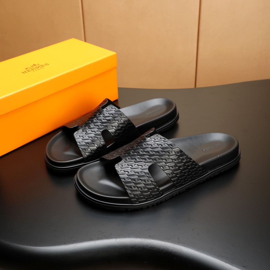 HM Men's Izmir Slide Black Cowhide 547362