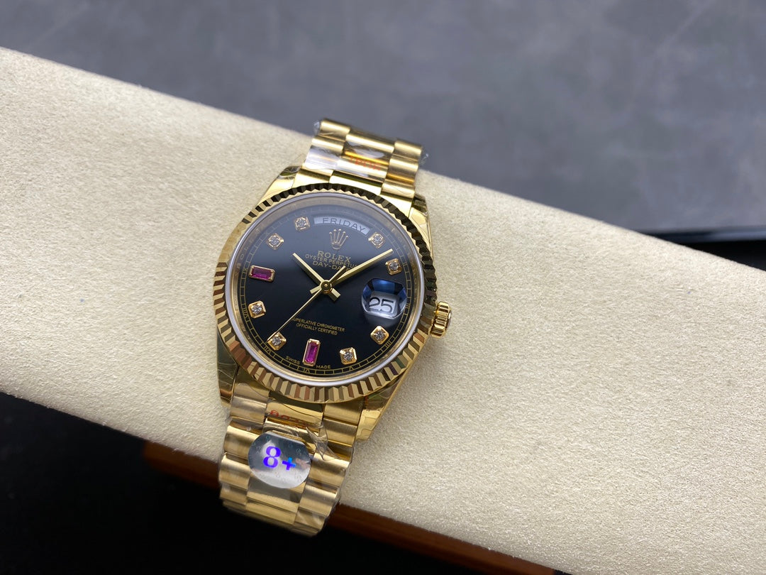 Rolex Day-Date 36mm Gold Black Diamond