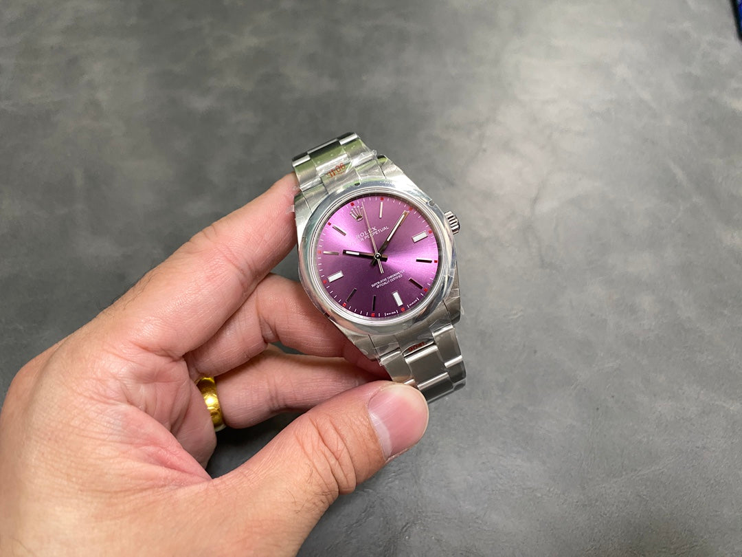 Rolex Oyster Perpetual 39mm Silver Purple Dial