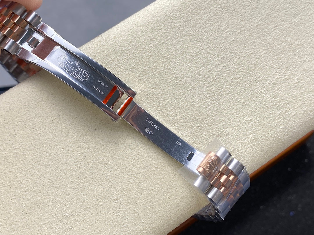 Datejust 31mm Pink Gold Steel Diamond Bezel Aubergine Purple Dial