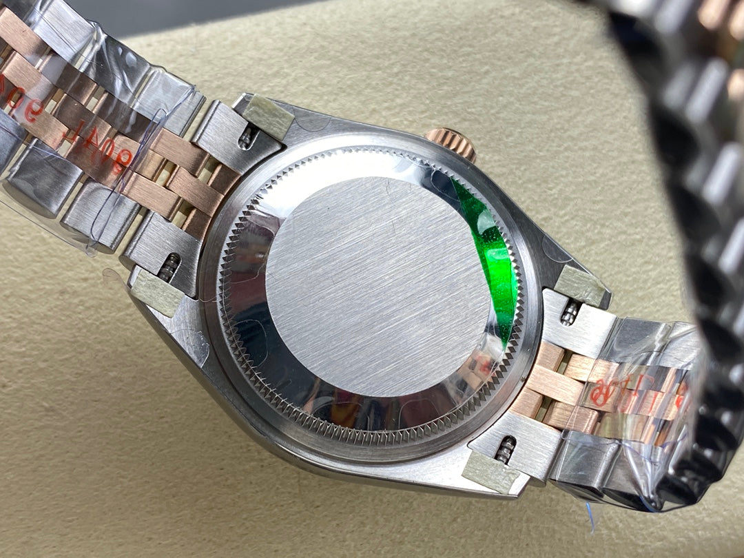 Datejust 31mm Pink Gold Steel Diamond Bezel Dark Grey Dial Diamond Numerals