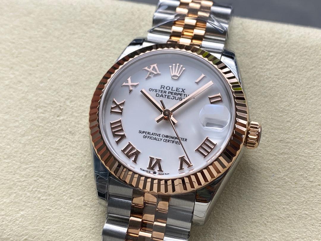 Datejust 31mm Pink Gold Steel White Dial