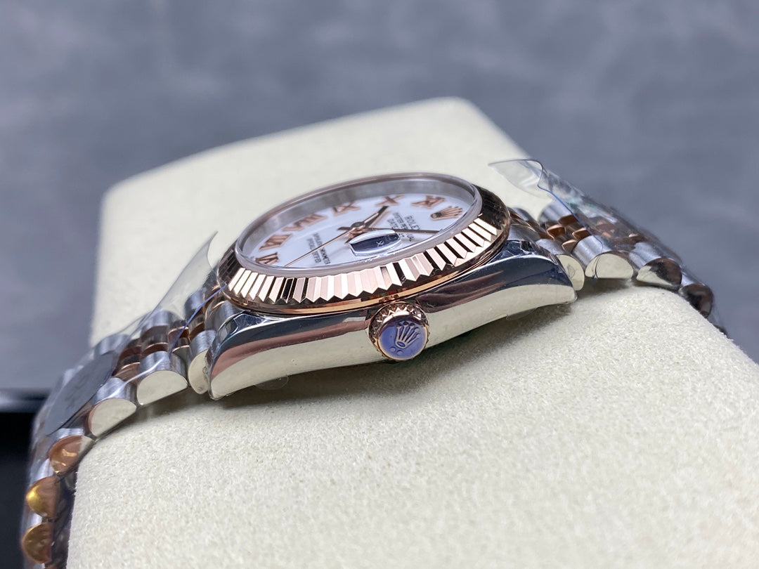 Datejust 31mm Pink Gold Steel White Dial