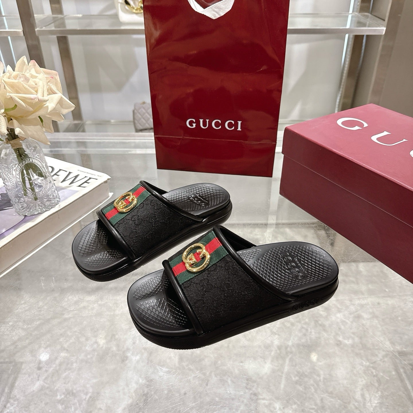 GG Men's 25 Slide Black Canvas Rubber 720569