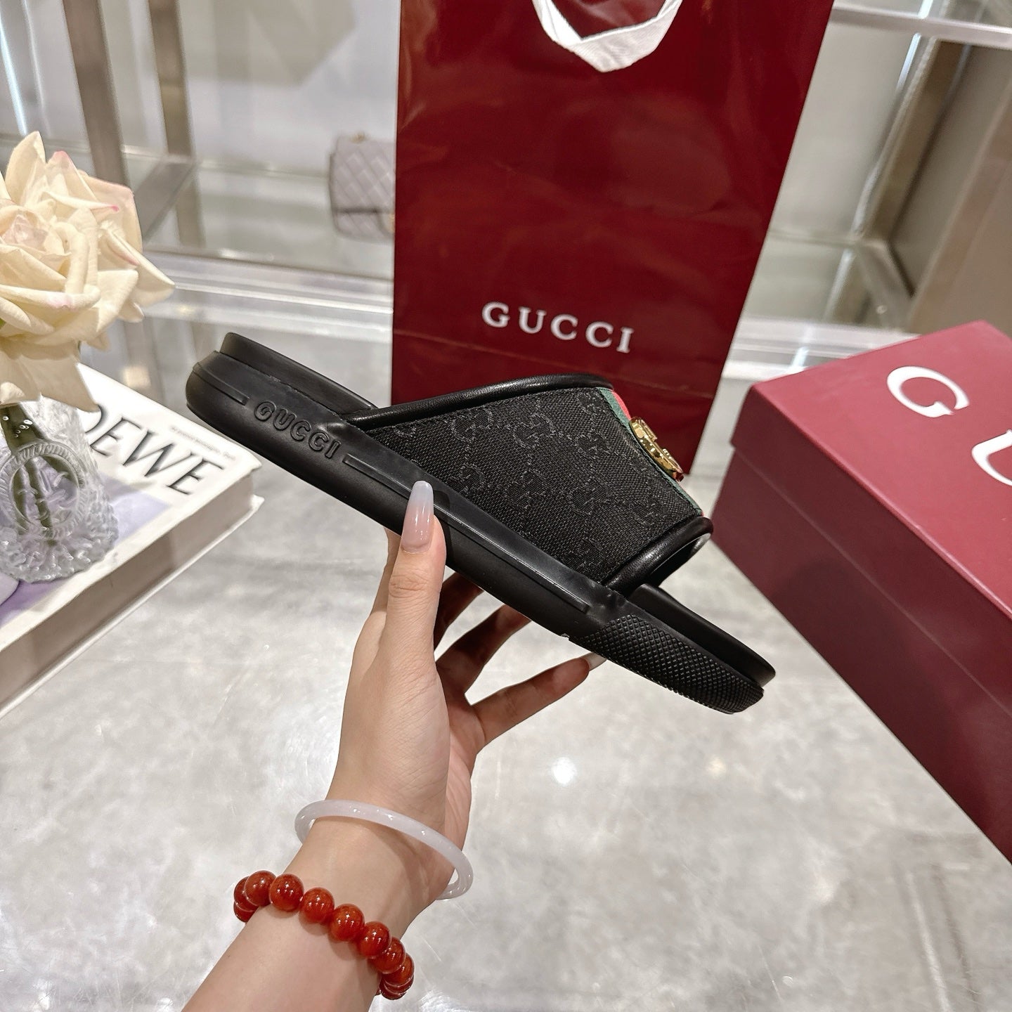 GG Men's 25 Slide Black Canvas Rubber 720569