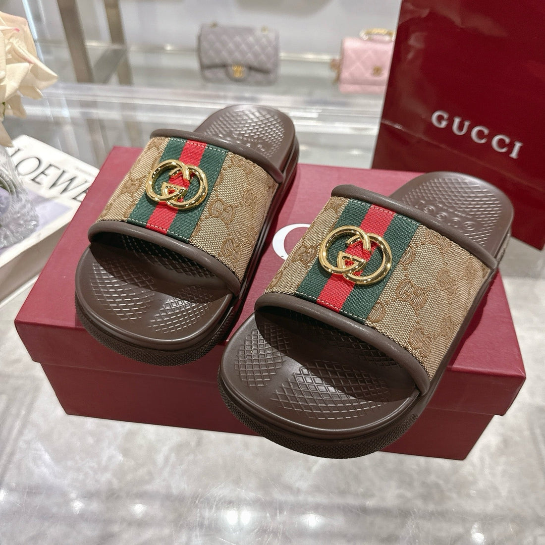 GG Men's 25 Slide Brown Canvas Rubber 720570