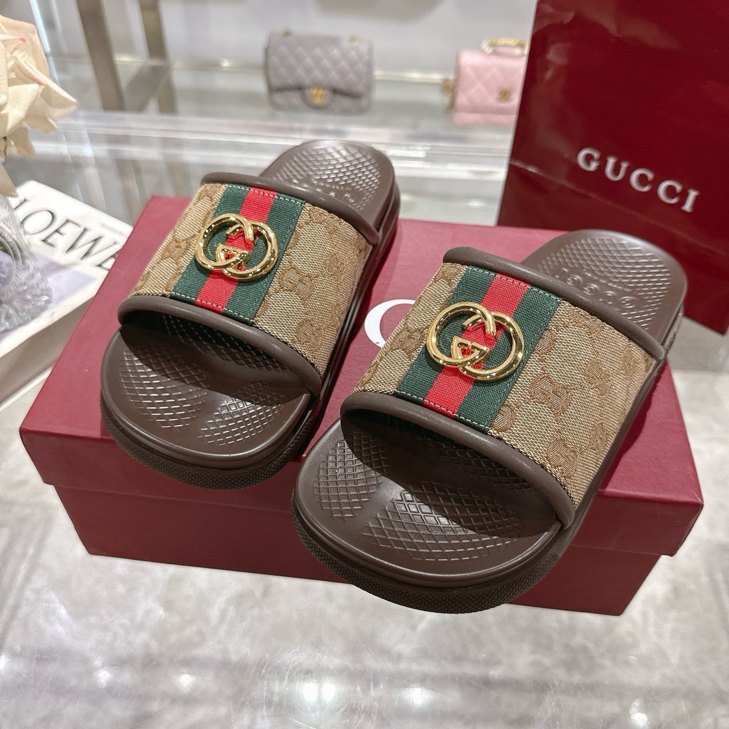 GG Men's 25 Slide Brown Canvas Rubber 720570