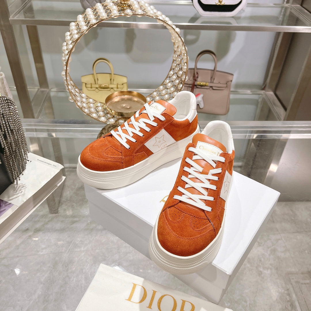 cd star sneaker white calfskin orange suede