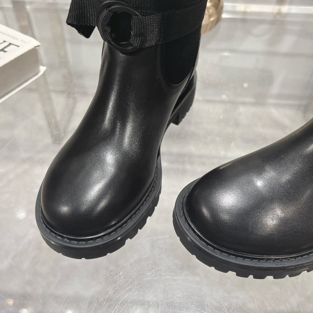 CD D-Major Boot Black Mix White Calfskin And Canvas