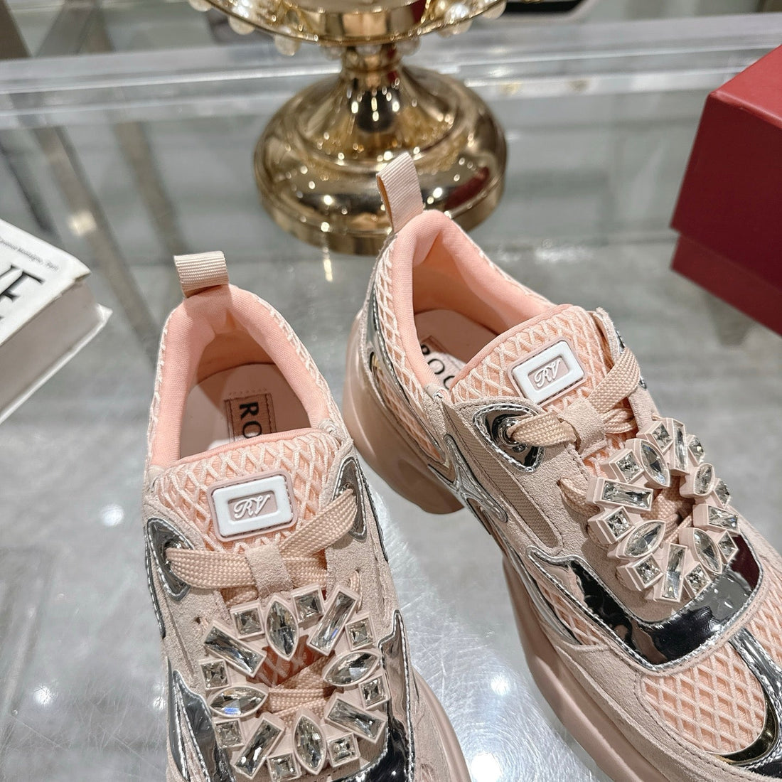 Viv 25 Diamond Sneaker Pink Cowhide Original Imported  235357