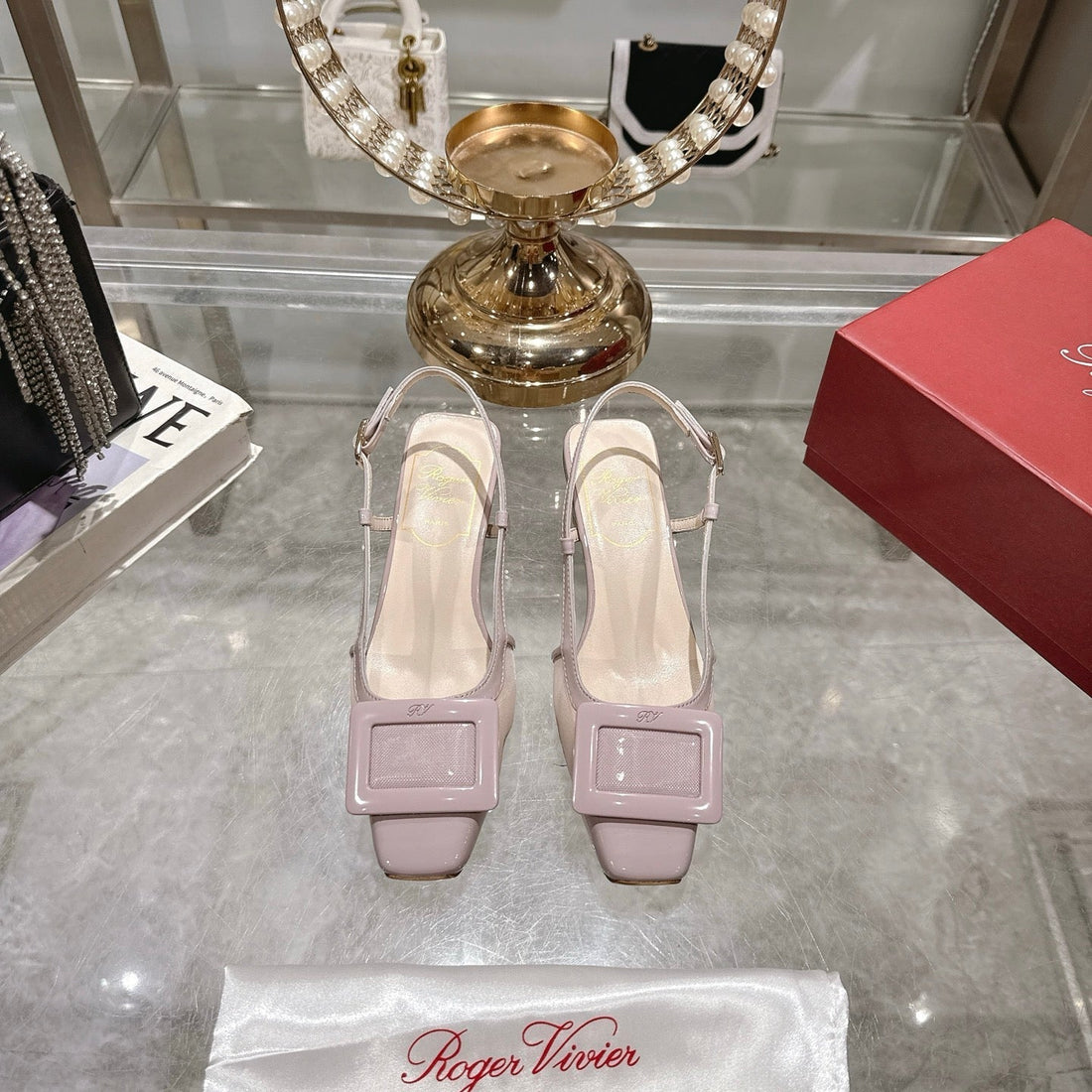 Viv 25 Slingback Pink Mesh Italian Leather 300778