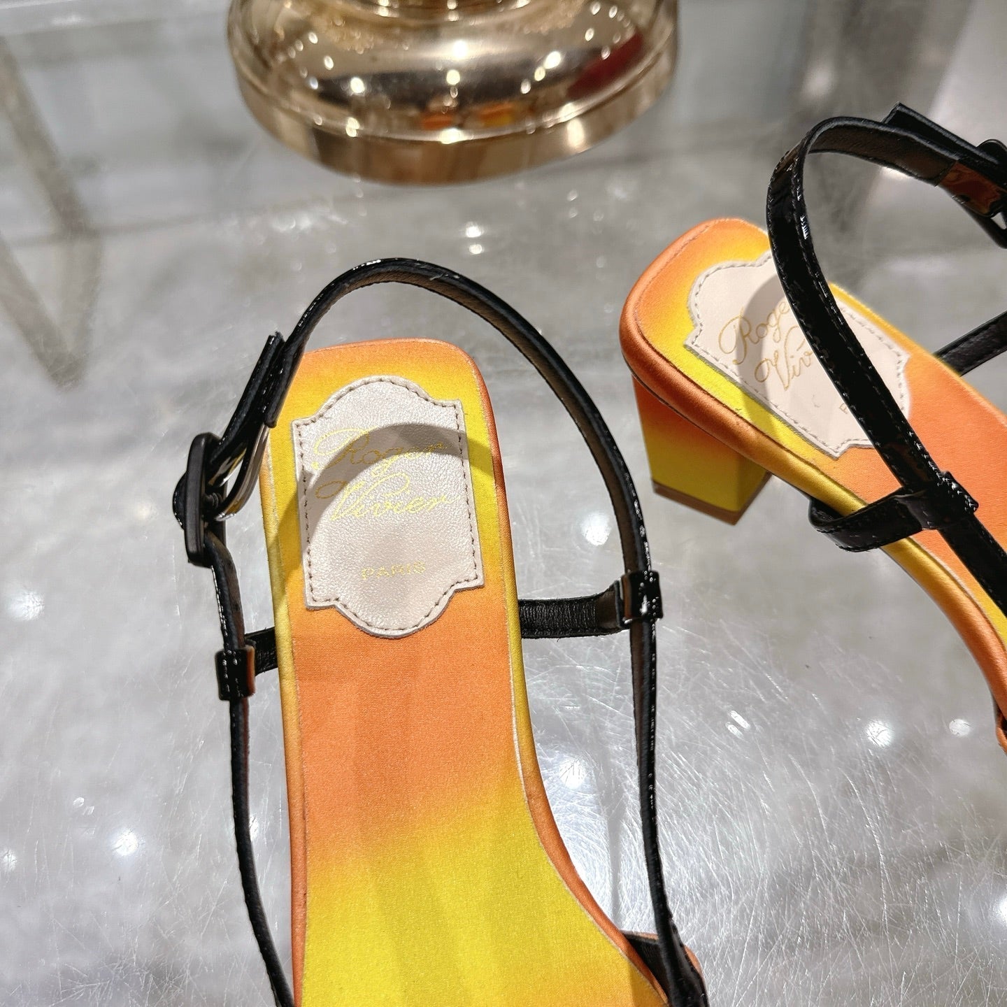 Viv 25 Slingback Yellow Orange Italian Leather 300782