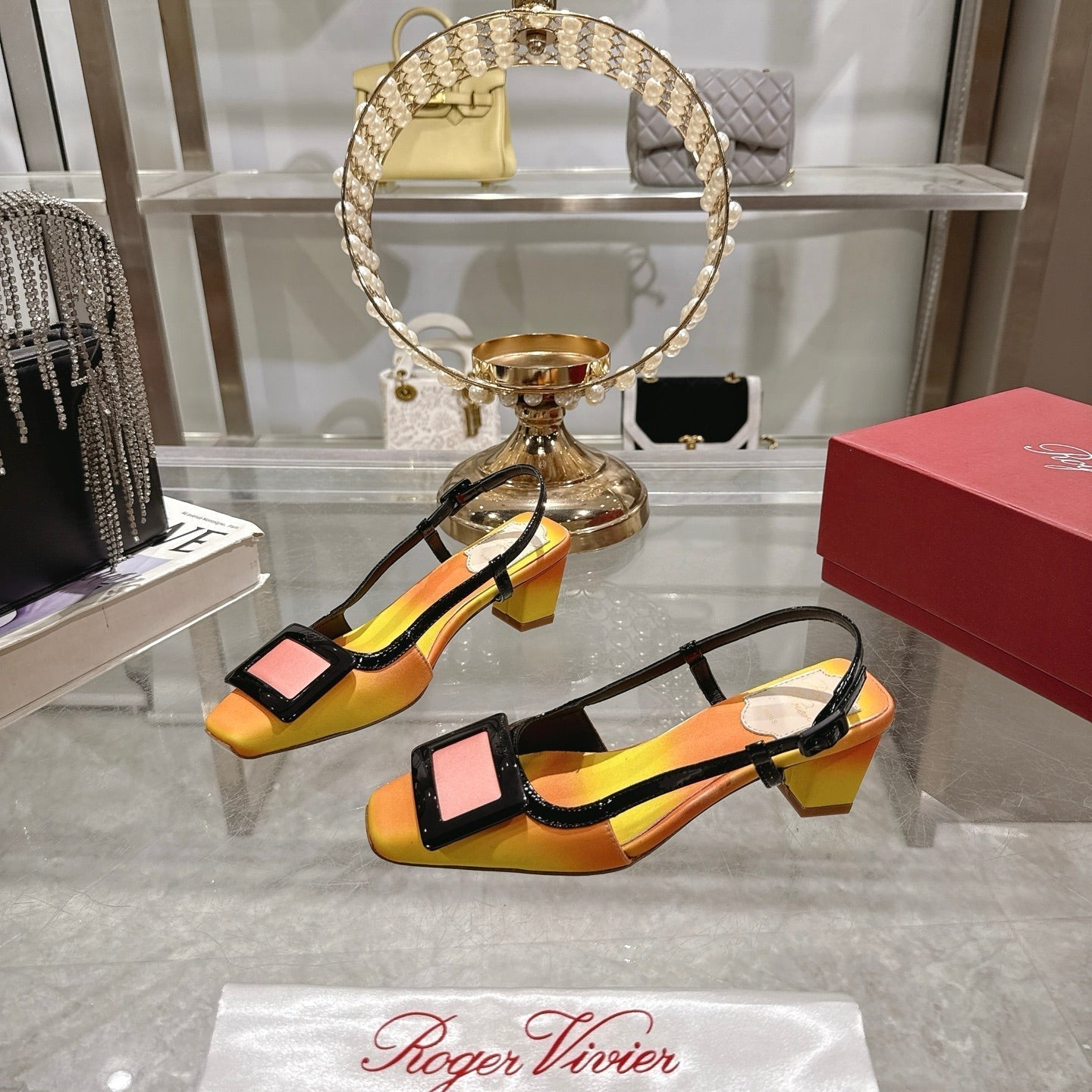 Viv 25 Slingback Yellow Orange Italian Leather 300782