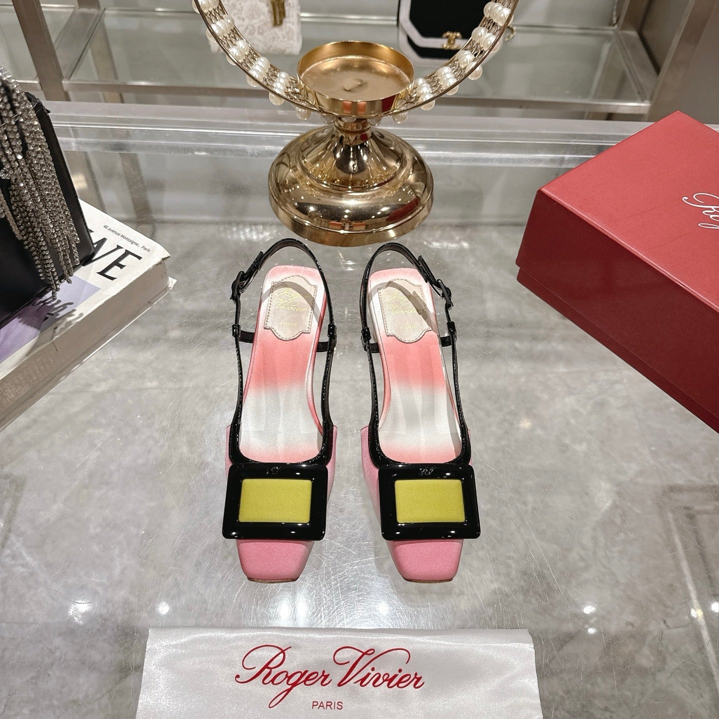Viv 25 Slingback Pink White Italian Leather 300783