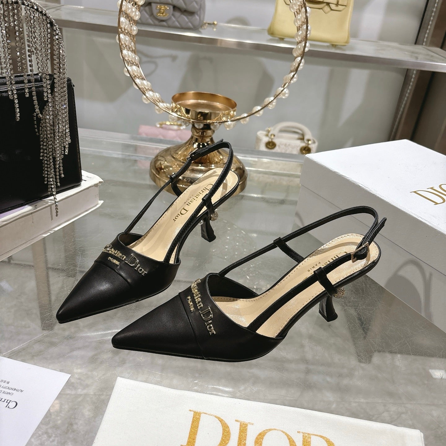 CD 25 Slingback Heel Black Leather 306927