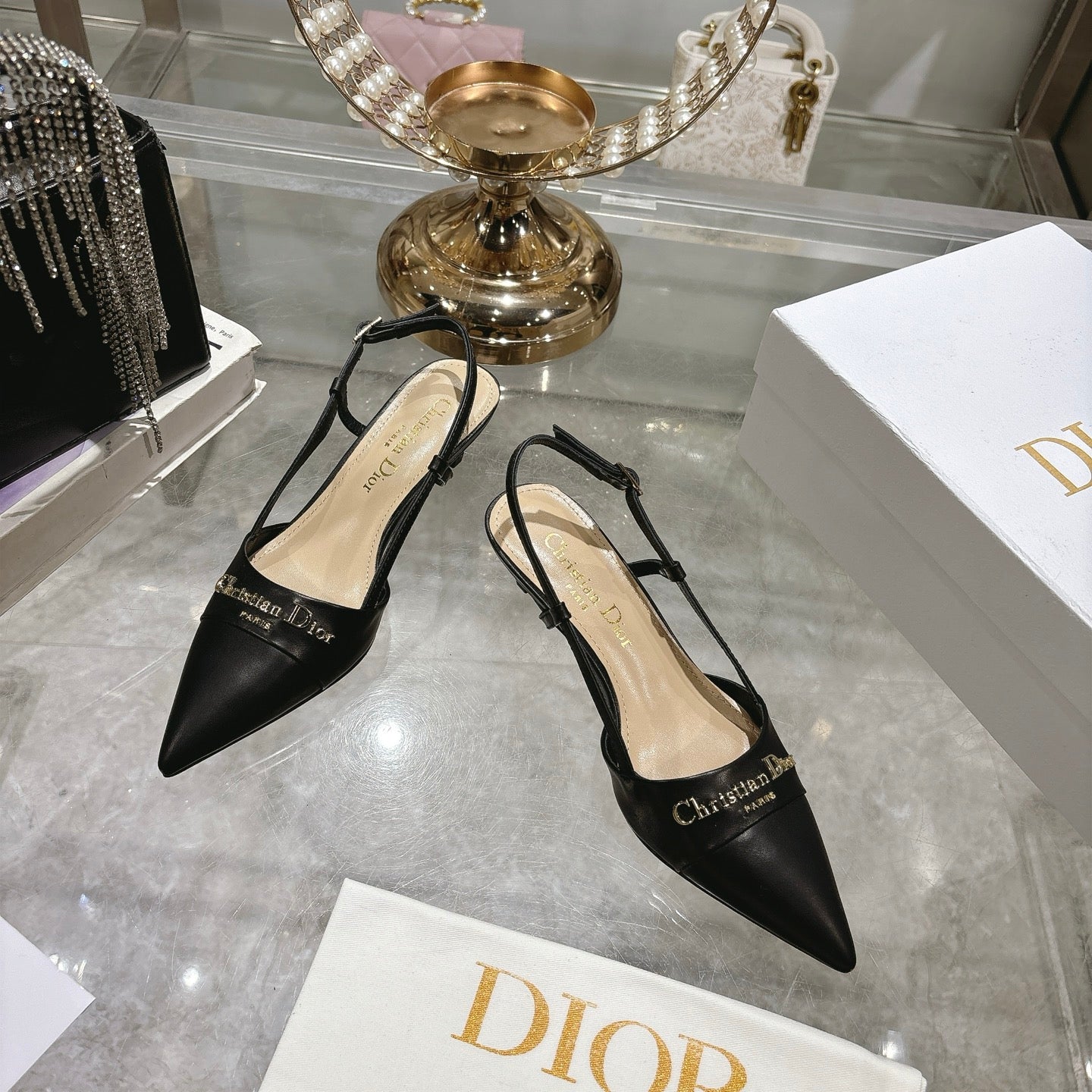 CD 25 Slingback Heel Black Leather 306927