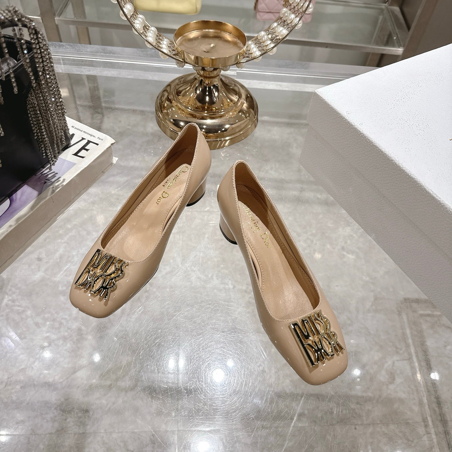 CD 25  Pump Heel Height 3cm Cream Patent Leather 393412