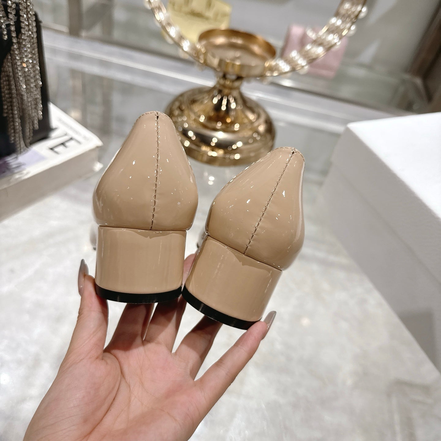 CD 25  Pump Heel Height 3cm Cream Patent Leather 393412