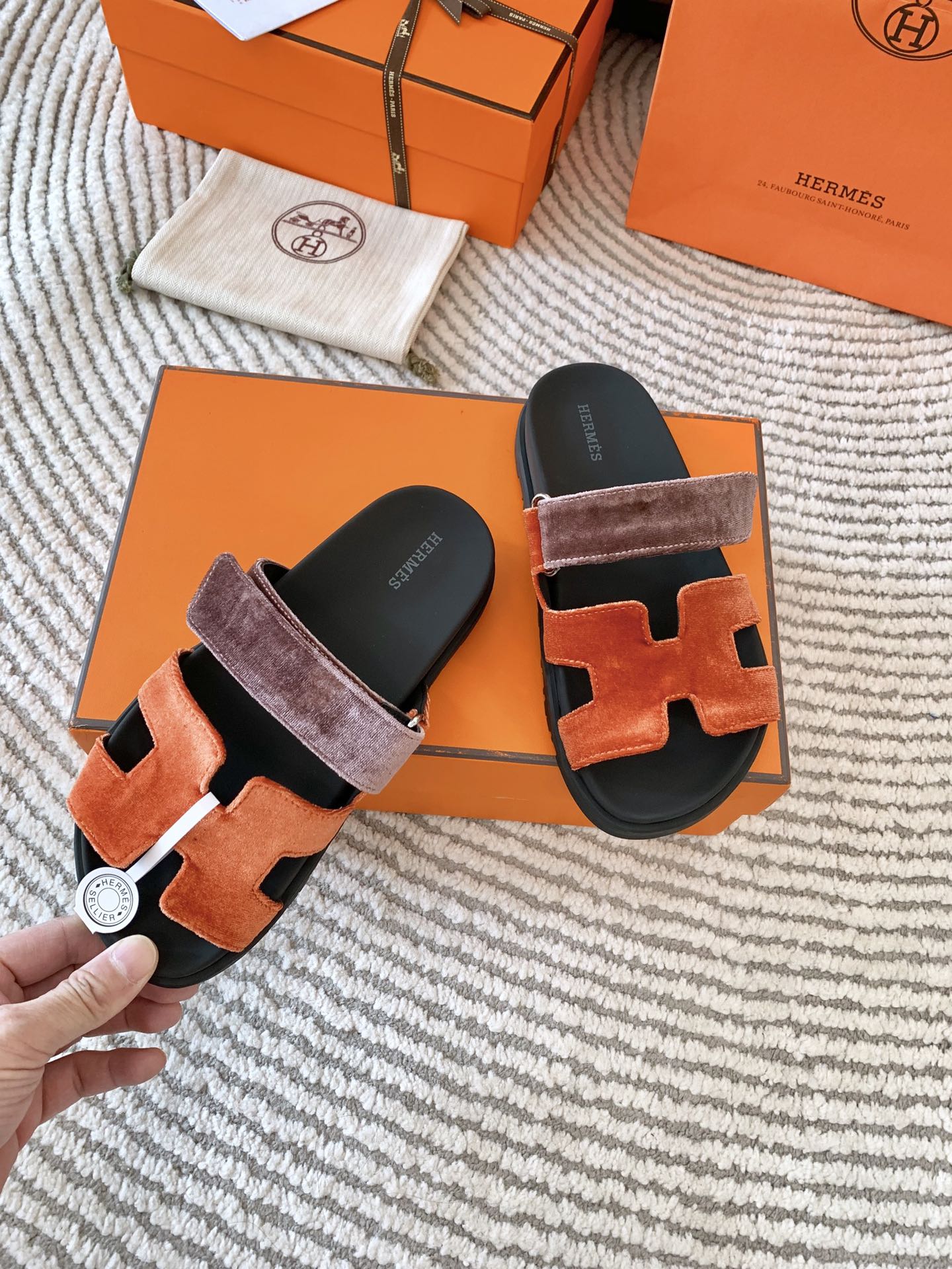 HM Chypre Sandal Red Orange Mix Purple Corduroy  963557