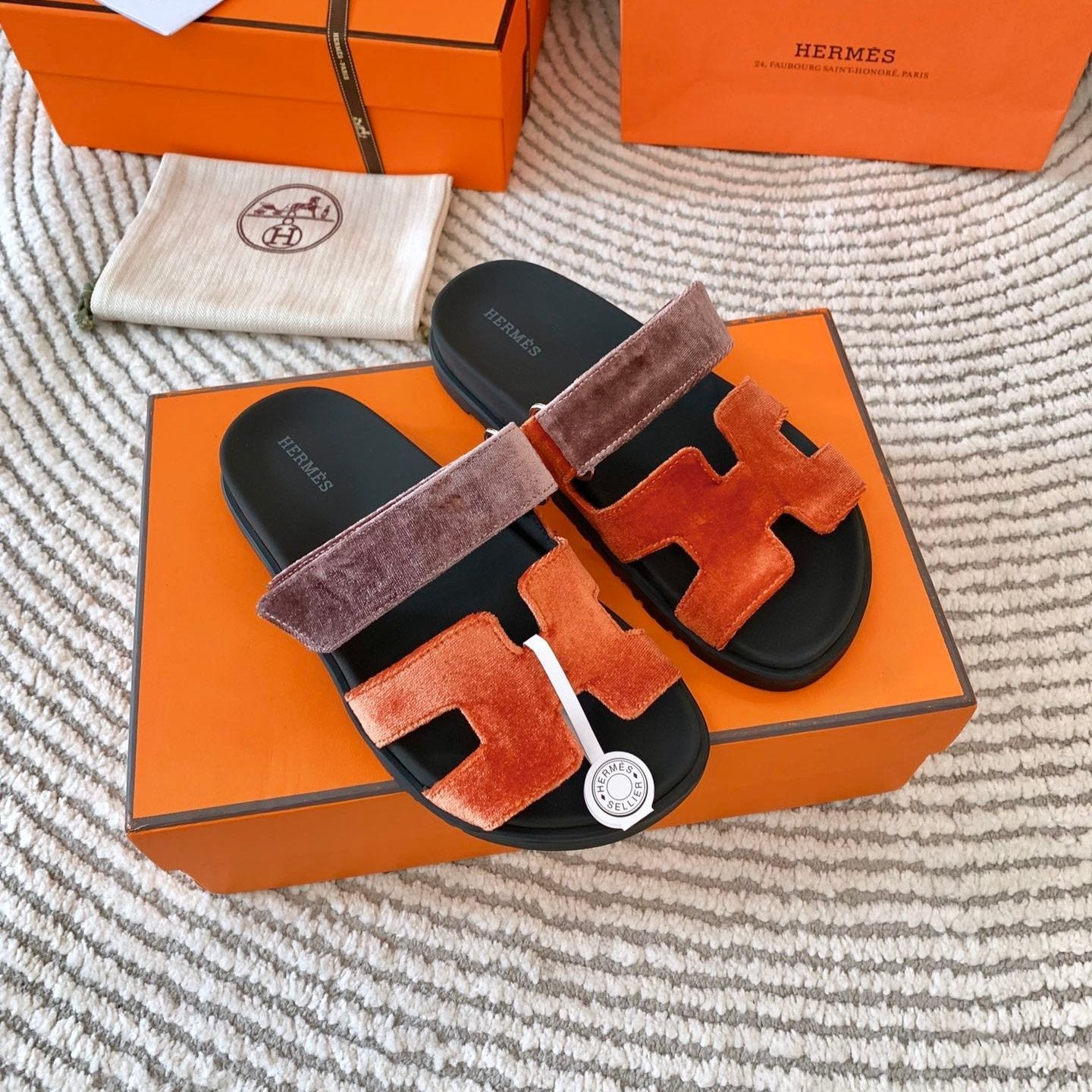 HM Chypre Sandal Red Orange Mix Purple Corduroy  963557