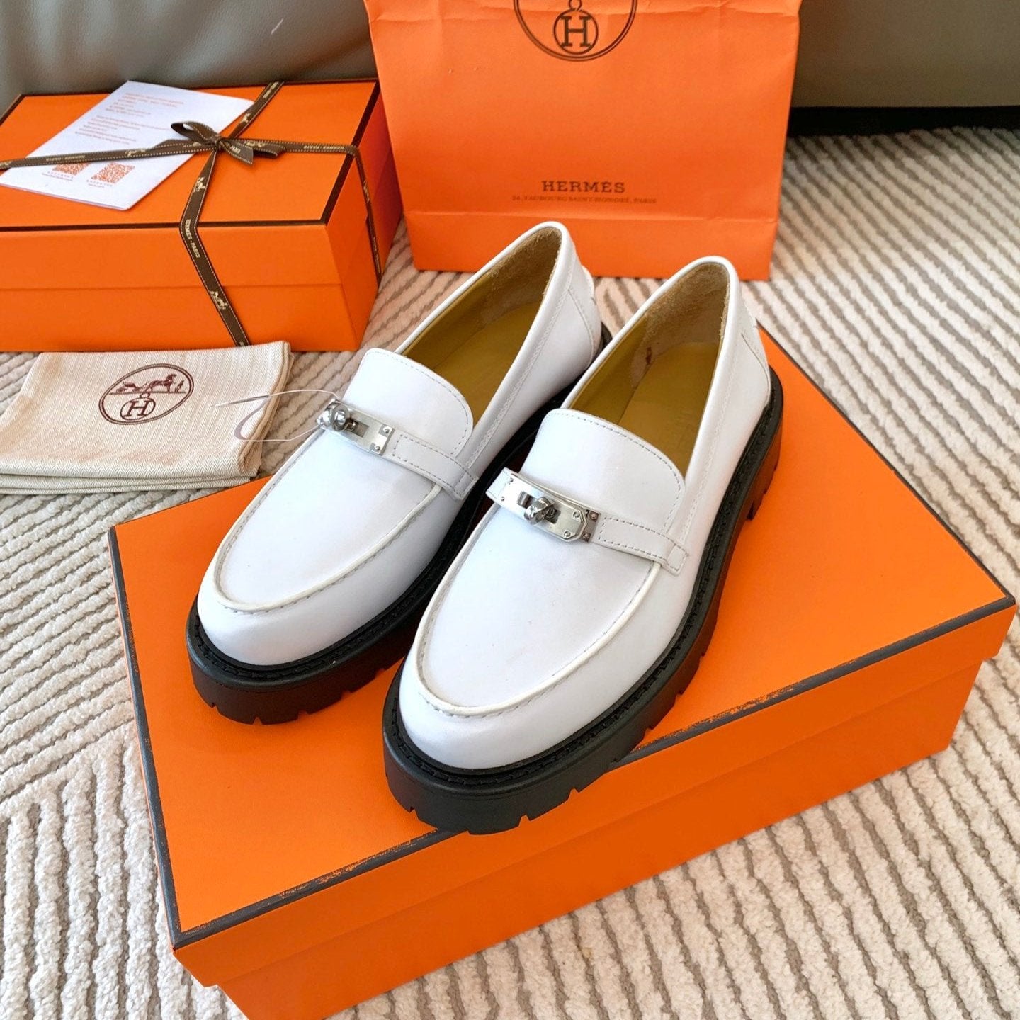 HM Icone Loafer White Nappa Goat Leather  963173