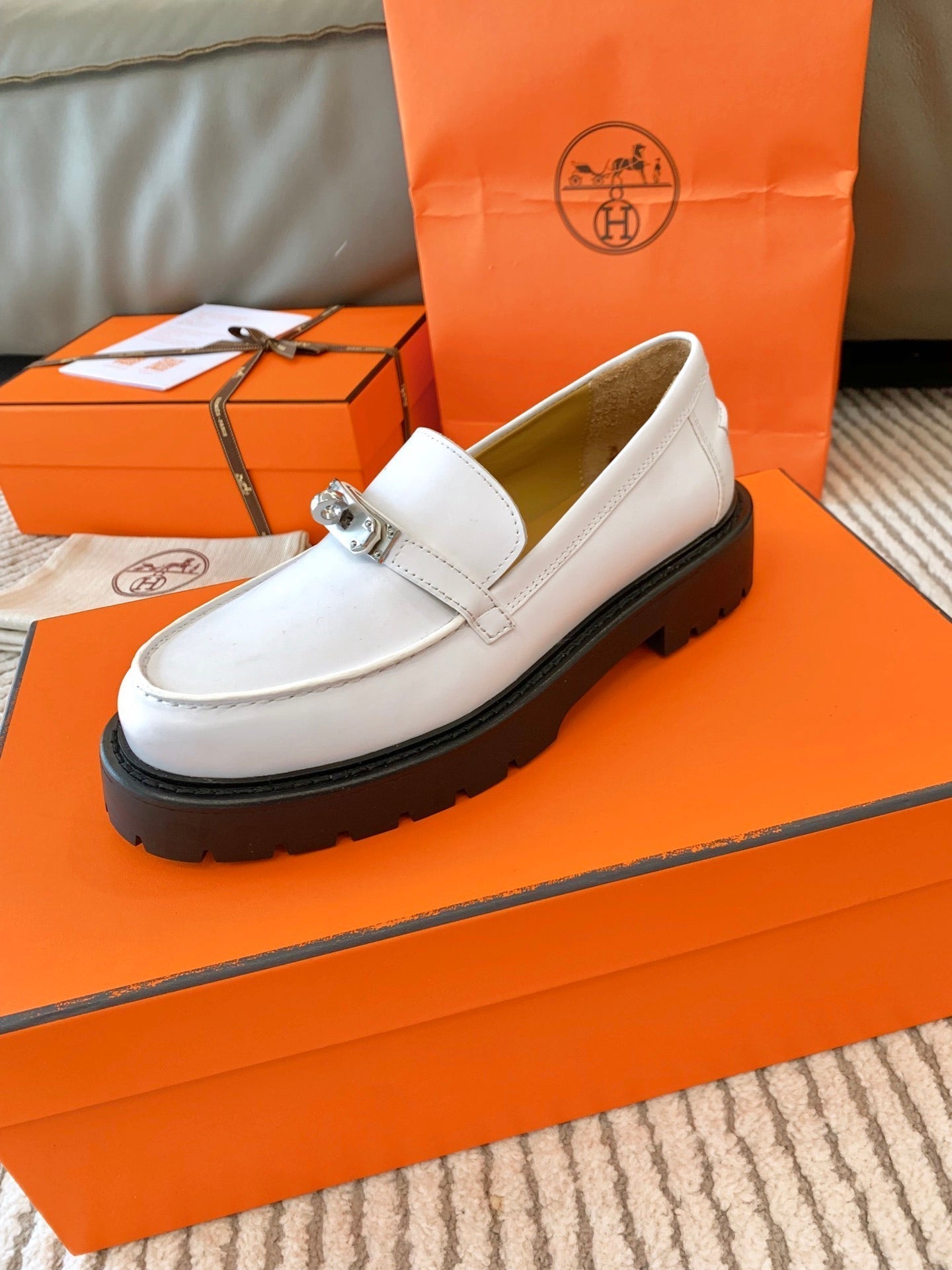 HM Icone Loafer White Nappa Goat Leather  963173