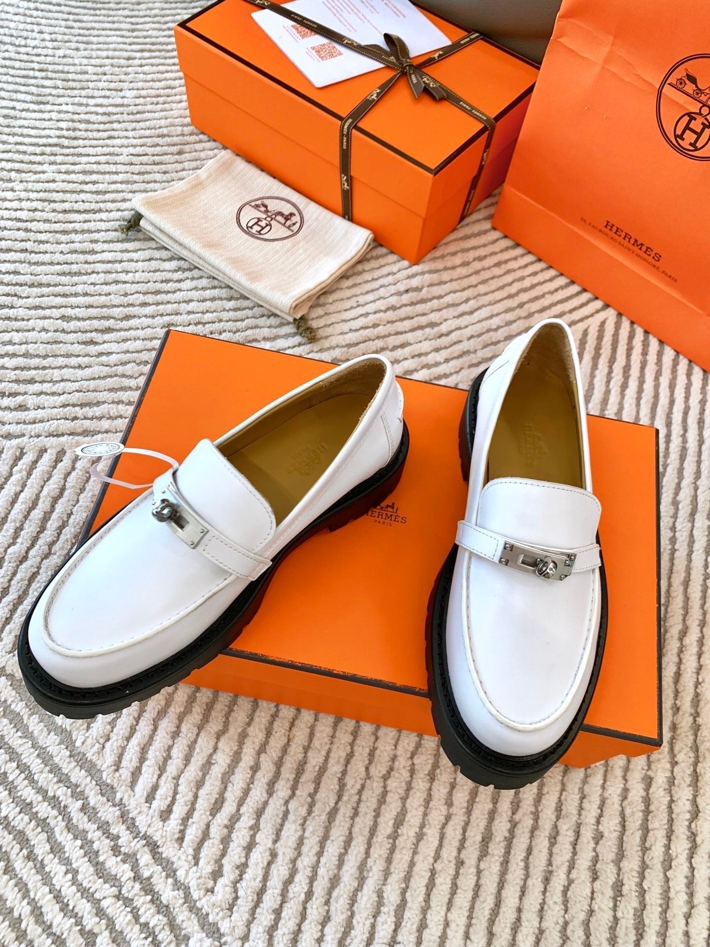 HM Icone Loafer White Nappa Goat Leather  963173